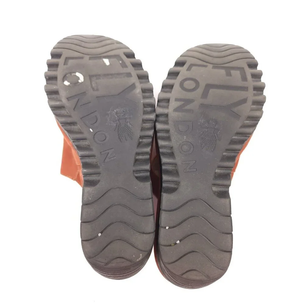 Fly London Yasi Red Orange Suede Platform Wedge Heels size US 6.5-7 EU 37 - Picture 9 of 9